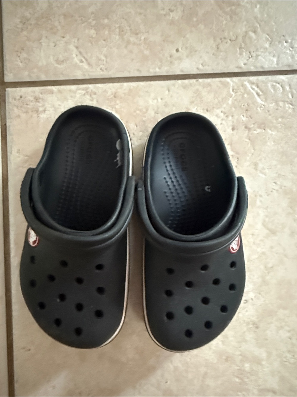 CROCS Kids Black Classic Clog with White Trim size 10